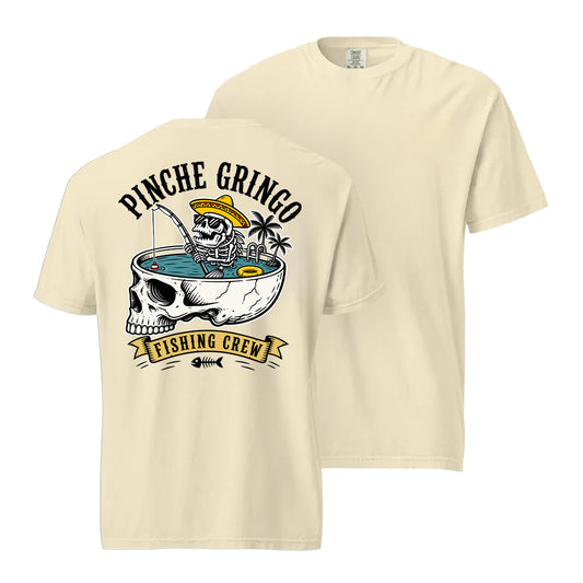 Pinche Gringo Fishing Crew Skull Pool Shirt