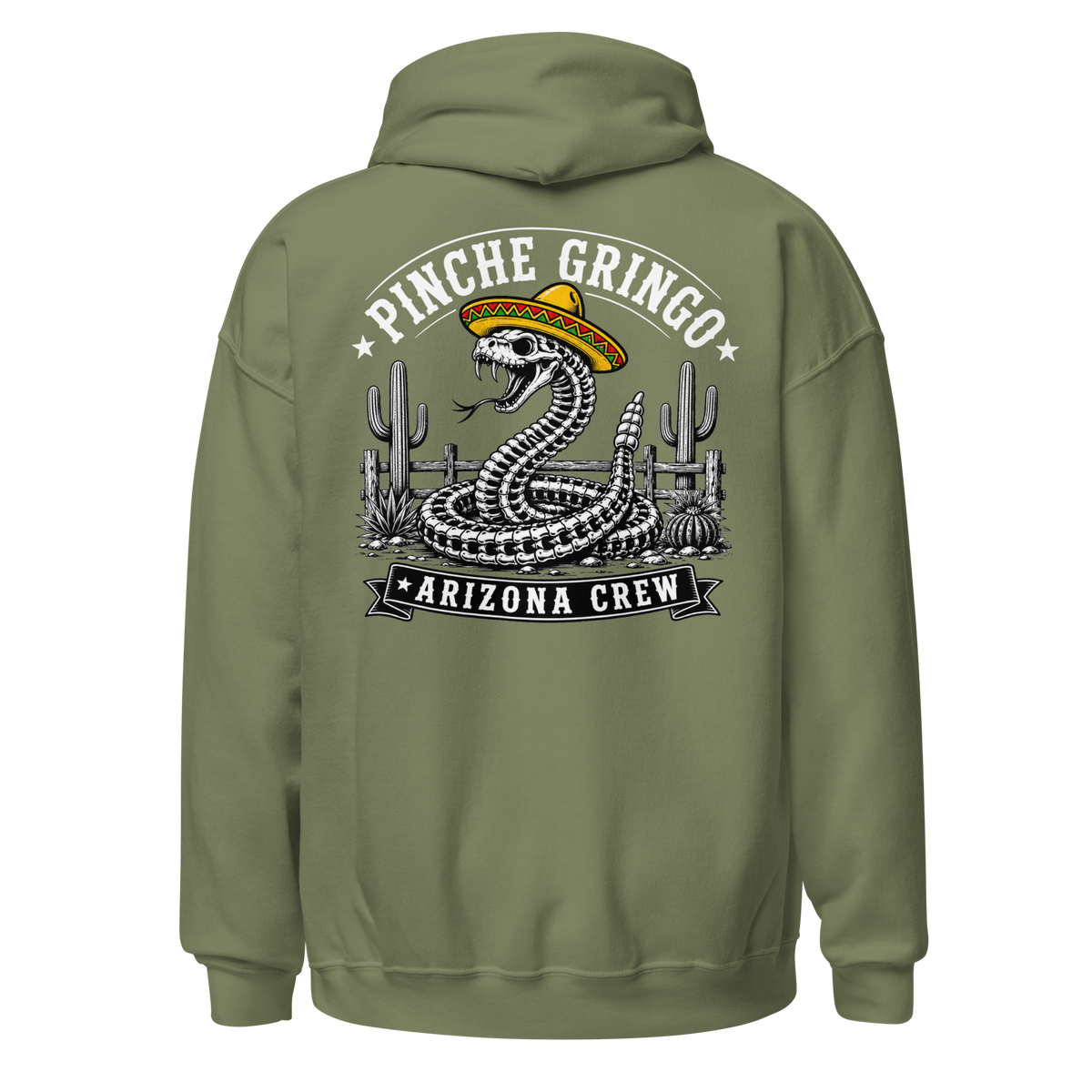 Pinche Gringo Arizona Crew Skeleton Snake Hoodie