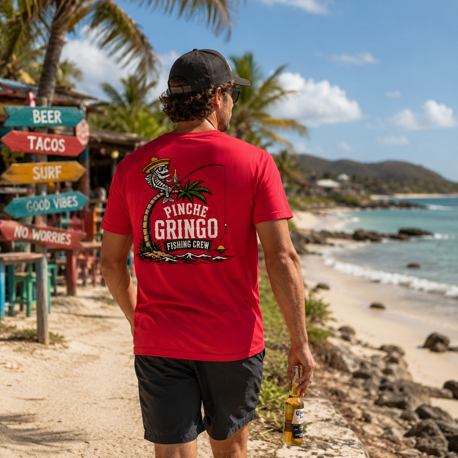 Pinche Gringo Fishing Crew Palm Tree Shirt