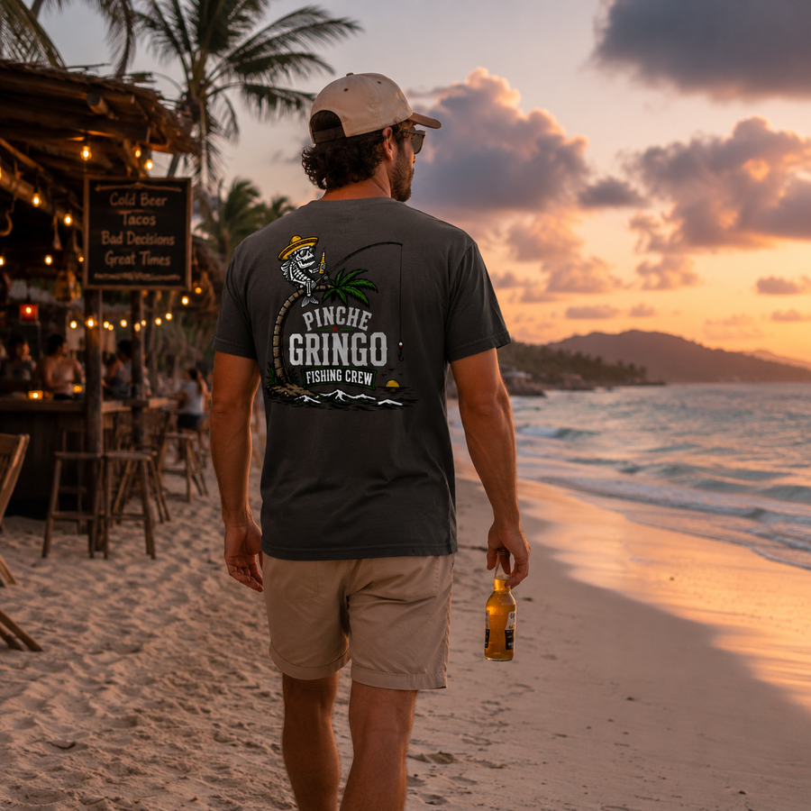 Pinche Gringo Fishing Crew Palm Tree Shirt