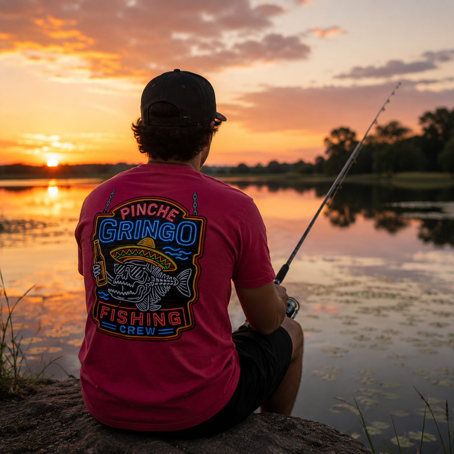Pinche Gringo Fishing Crew Neon Sign Shirt