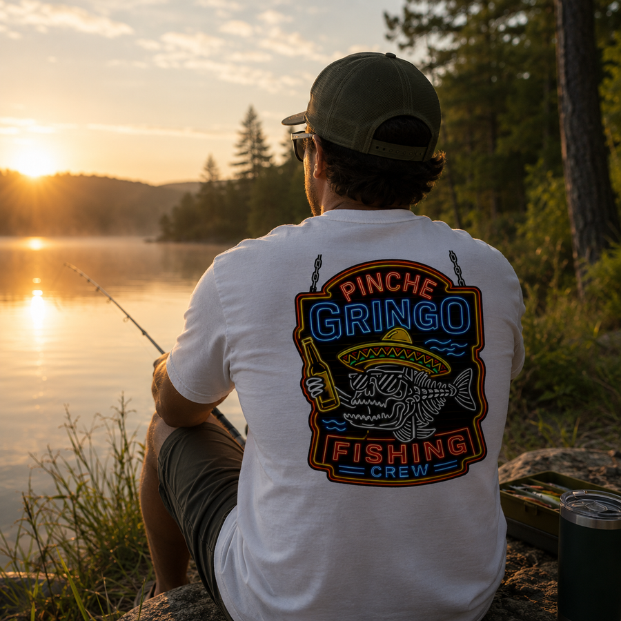 Pinche Gringo Fishing Crew Neon Sign Shirt