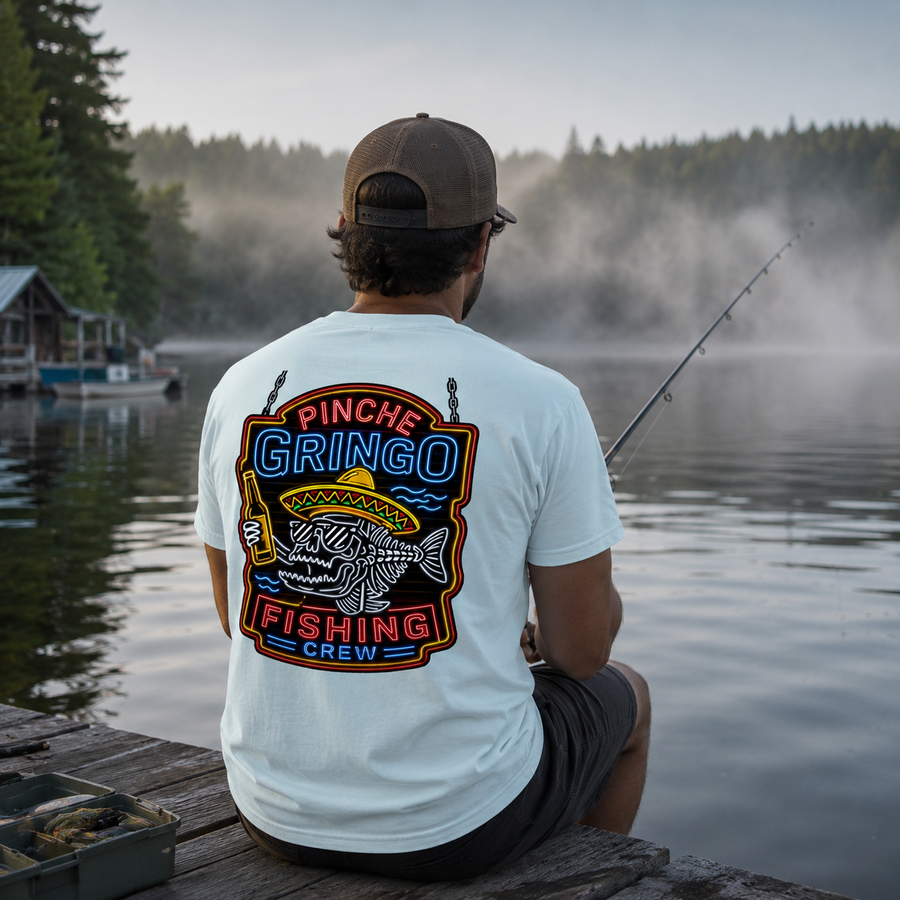 Pinche Gringo Fishing Crew Neon Sign Shirt