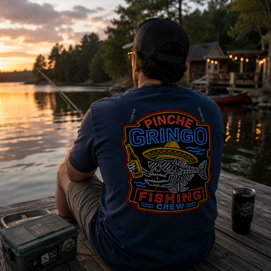 Pinche Gringo Fishing Crew Neon Sign Shirt