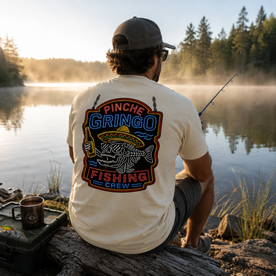 Pinche Gringo Fishing Crew Neon Sign Shirt